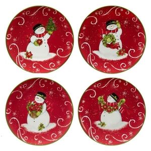Certified International Holiday Magic Snowman 9" Dessert/Salad Plates, Set of 4